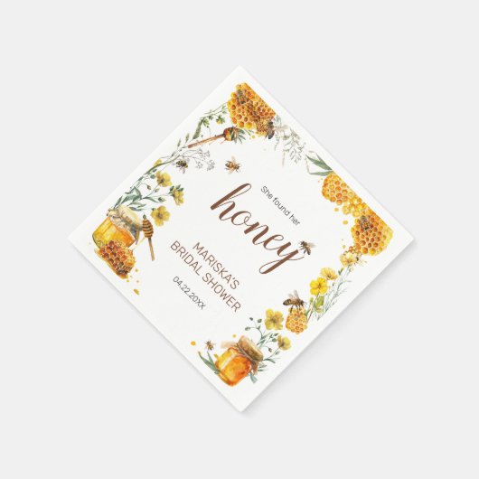 彼女のハニーブライダルシャワーが見つかった スタンダードカクテルナプキン (角)