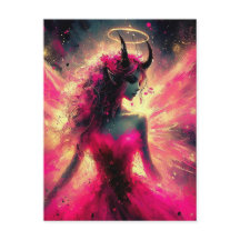 彼女のハローをピンクで支える角を持つ妖精