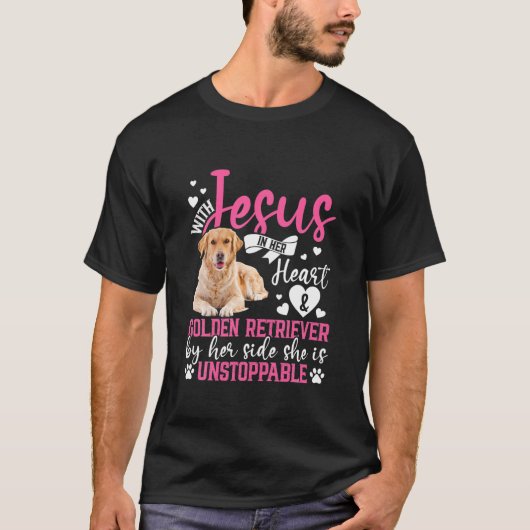 彼女のハートとゴールデンレトリバーで Tシャツ (正面)