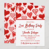 彼女のハートのシンプルな2歳の誕生日招待状 招待状 (正面/裏面)