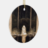 彼女のハートのヴィンテージのファンタジーのおとぎ話を捜すこと セラミックオーナメント (右)