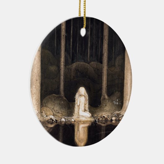 彼女のハートのヴィンテージのファンタジーのおとぎ話を捜すこと セラミックオーナメント (右)