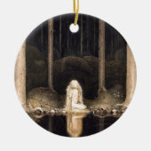 彼女のハートのヴィンテージのファンタジーのおとぎ話を捜すこと セラミックオーナメント (正面)