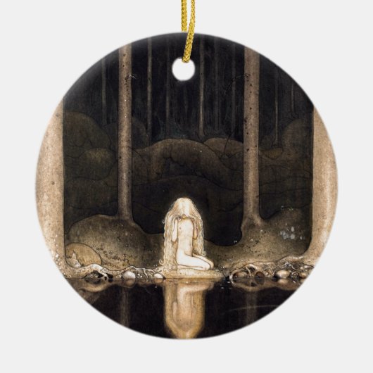 彼女のハートのヴィンテージのファンタジーのおとぎ話を捜すこと セラミックオーナメント (正面)