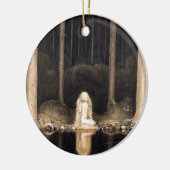 彼女のハートのヴィンテージのファンタジーのおとぎ話を捜すこと セラミックオーナメント (左)