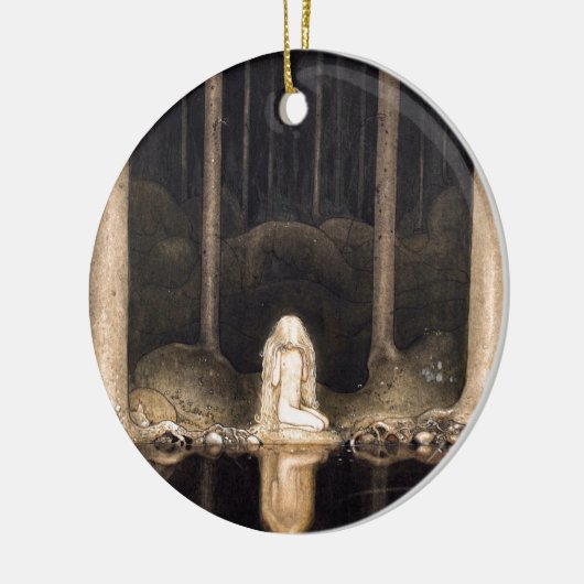 彼女のハートのヴィンテージのファンタジーのおとぎ話を捜すこと セラミックオーナメント (左)