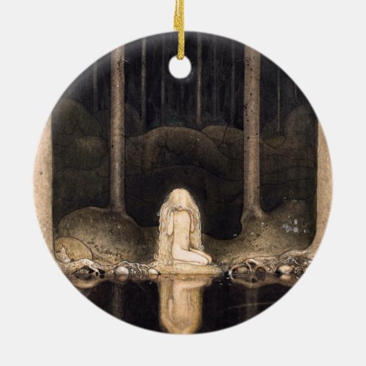 彼女のハートのヴィンテージのファンタジーのおとぎ話を捜すこと セラミックオーナメント (裏面)