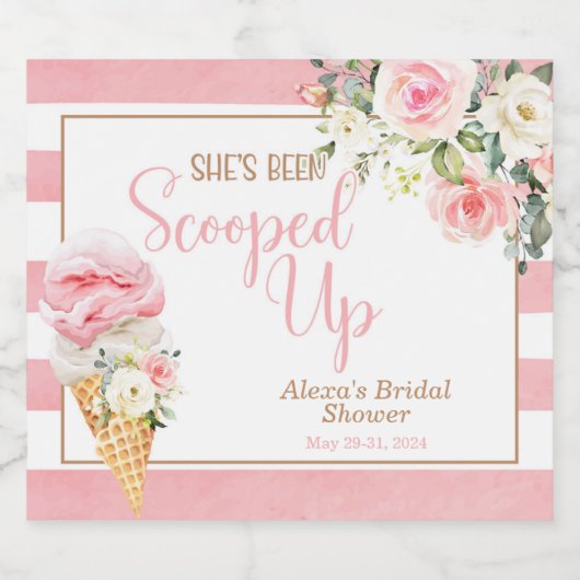 「彼女のハートはもうつかまえられた!(ストライプ)」オーダーメイド スパークリングワインラベル (シングルラベル)