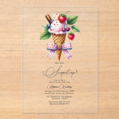 「彼女のハートはもうGET!」 アイスクリーム ブライダルシャワー アクリル招待状 (正面)