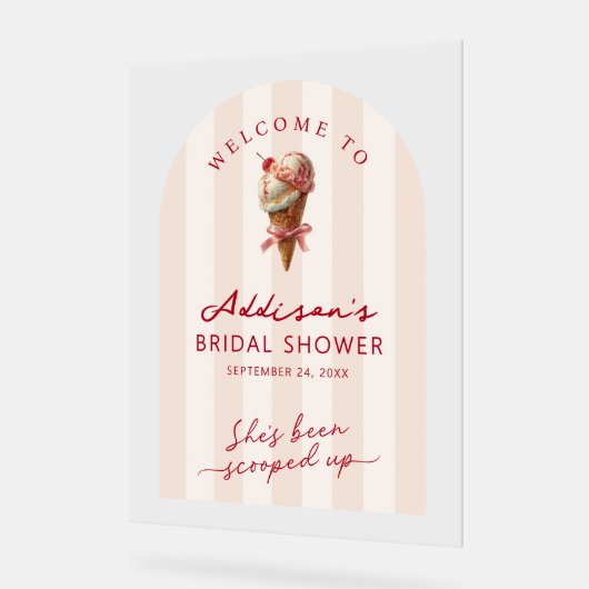 『彼女のハートはもうGET』 ブライダルシャワーのウェルカムサイン アクリルサイン (傾斜)