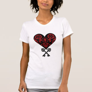 彼女のハートへの鍵- Steampunkのビクトリアンなハート Tシャツ