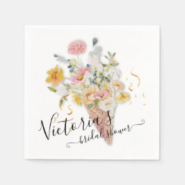『彼女のハートを射止めた』ブーケ ブライズシャワー スタンダードカクテルナプキン