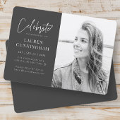 彼女のバーチャルお祝いの人生の写真モダンのために 招待状