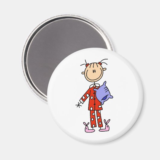 彼女のパジャマの磁石で女の子の上で眠る マグネット (正面/裏面)