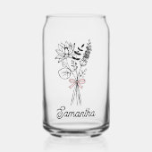 彼女のパーソナライズされたフローラピンクの弓のために ガラス缶 (正面)