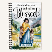 彼女のパーソナライズされた子供たちがキリスト教雑誌を書く ノートブック (正面)