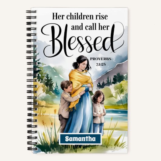 彼女のパーソナライズされた子供たちがキリスト教雑誌を書く ノートブック (正面)