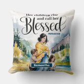 彼女のパーソナライズされた子供たちはキリスト教徒の女性を育てる クッション (正面)