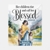 彼女のパーソナライズされた子供たちはキリスト教徒の女性を育てる フリースブランケット (正面)