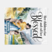 彼女のパーソナライズされた子供たちはキリスト教徒の女性を育てる フリースブランケット (正面(横))