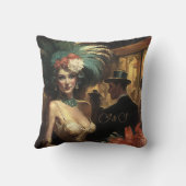 彼女のビクトリアン髪の中のレディ&花模様 クッション (裏面)