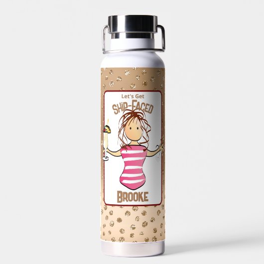 彼女のビーチパーティーにおすすめの面白いクルーズバケーションギフト ウォーターボトル (背面)