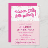 彼女のピンクのために28の誕生日の招待 招待状 (正面/裏面)