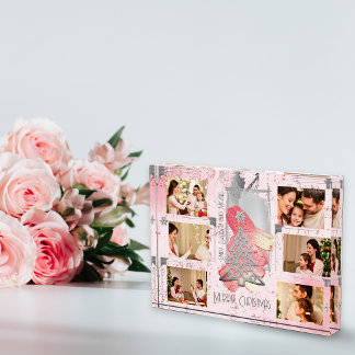 彼女のピンクのクリスマスフォトメモリ記念のために フォトブロック