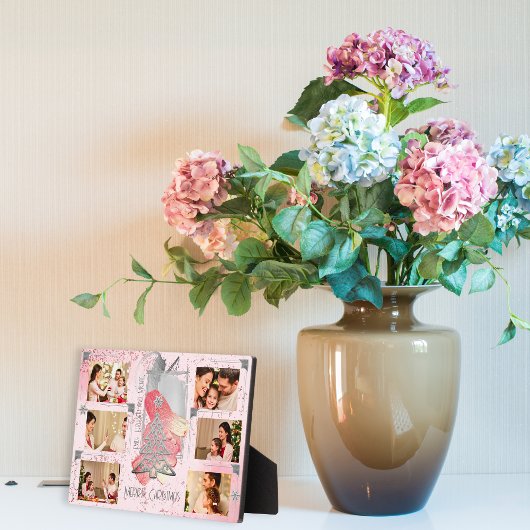 彼女のピンクのクリスマスフォトメモリ記念のために フォトプラーク