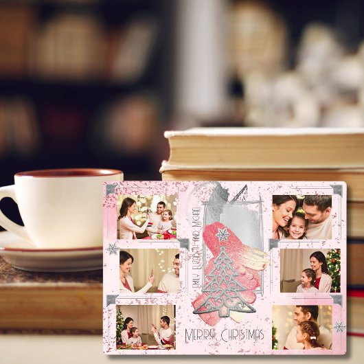 彼女のピンクのクリスマスフォトメモリ記念のために フォトプラーク