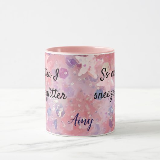 彼女のピンクのコーヒーのためのエキストラ私はグリッターギフトのくしゃみ マグカップ (中央)