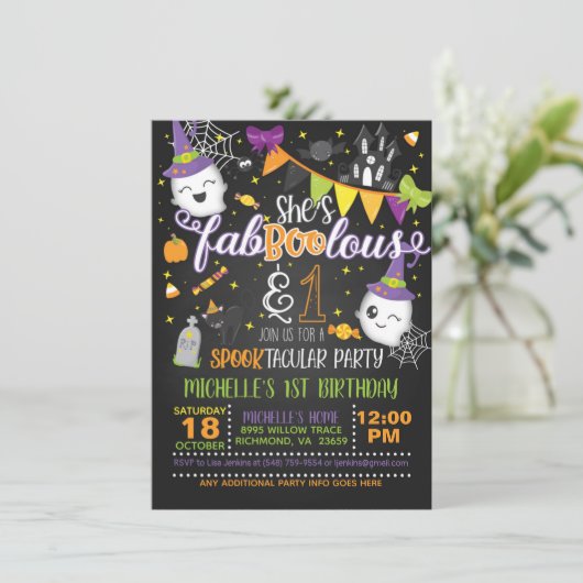 彼女のファブーとワン誕生日招待状- Blk 招待状 (スタンド正面)