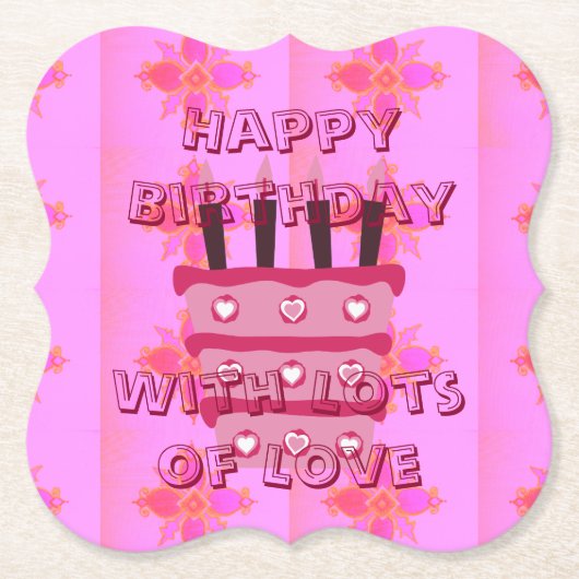 彼女のフェミニンアイディアのための美しい誕生日 ペーパーコースター (正面)