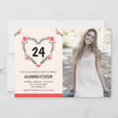 彼女のフラワーハートのための24歳の誕生日招待状 招待状 (正面)