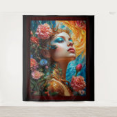 彼女のフローラはAIコンセプトアートを楽しむXzendor7 タペストリー (正面)