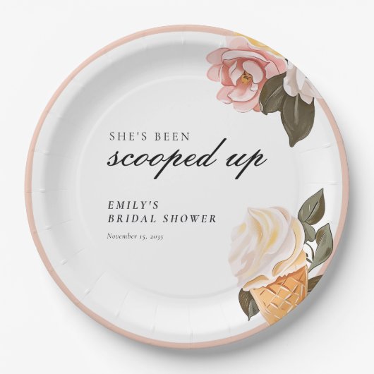 彼女のブライダルシャワーが計画された ペーパープレート (正面)