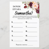 彼女のブライダルシャワー英語のゲスペインのーム (裏面)