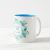 彼女のブルーお気に入りのバラモノグラムマグ ツートーンマグカップ (正面右)