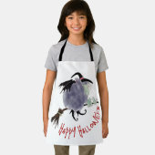 彼女のブロムスティックの可愛い魔女ハロウィンキッズオウム エプロン (インサイチュ)