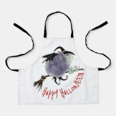 彼女のブロムスティックの可愛い魔女ハロウィンキッズオウム エプロン (正面)
