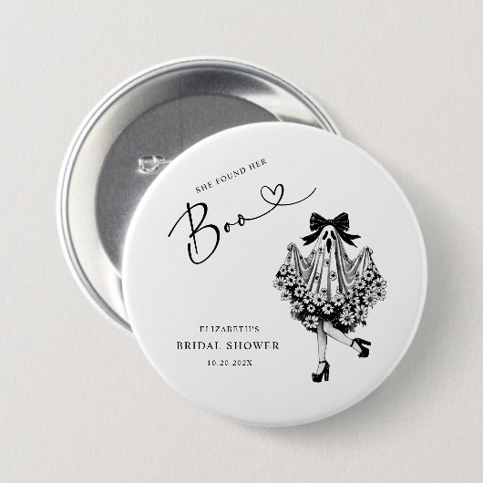 彼女のブーを探してゴースト フラワーブライダルシャワー 缶バッジ (正面&裏面)