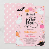 彼女のブーを見つけた ピンクのハロウィン ウェディングシャワーパーティー 招待状 (正面/裏面)
