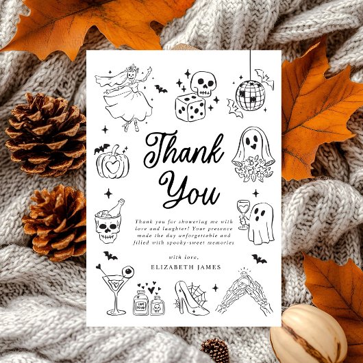 彼女のブーゴースト フローラル ブライダルシャワー サンキューカード