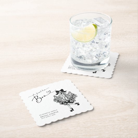 彼女のブーゴースト フローラル ブライダルシャワー ペーパーコースター (インサイチュ)