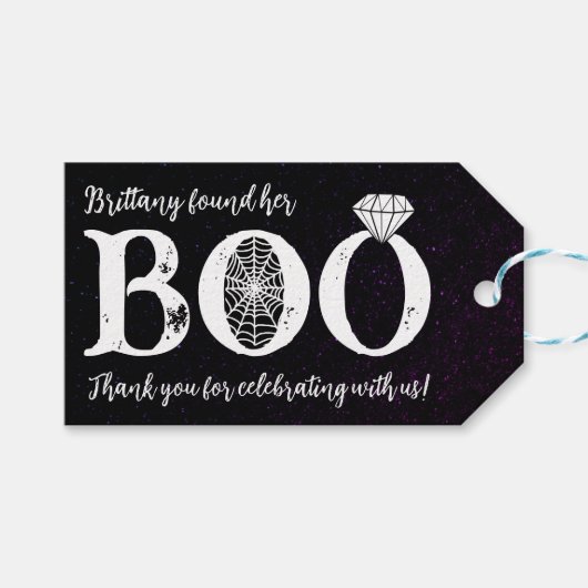 彼女のブー ブラック ハロウィン ウェディング シャワー ギフトタグ (正面(横))