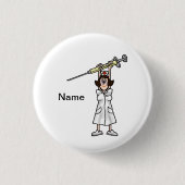 彼女のヘッドボタン上のスポイトを握っている漫画のナース 缶バッジ (正面)