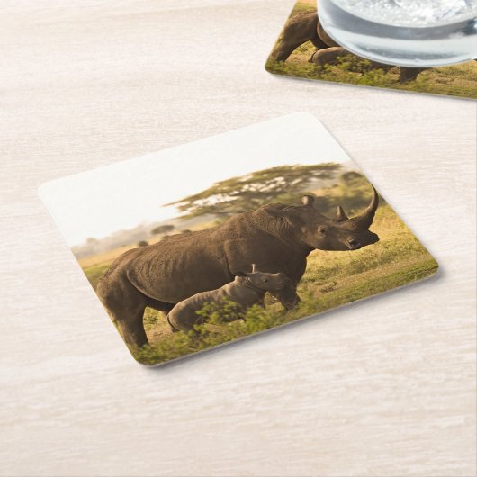 彼女のベビーとサイ スクエアペーパーコースター (アングル)