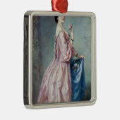 彼女のペチコートの花を握っている女性 メタルオーナメント (右)