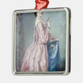 彼女のペチコートの花を握っている女性 メタルオーナメント (左)