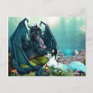 彼女のペットファンタジードラゴンと妖精 ポストカード